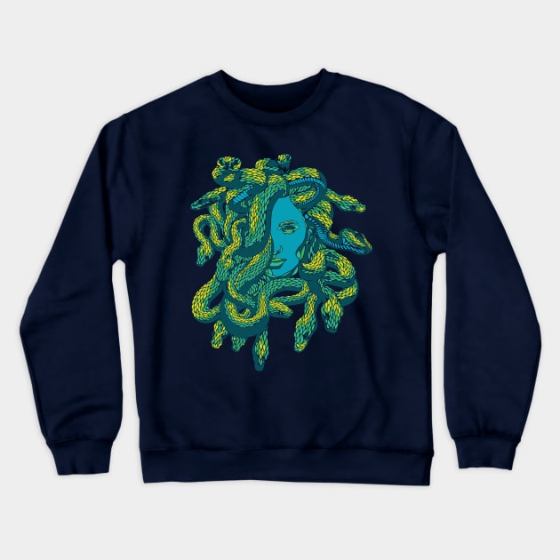 Medusa in Green Crewneck Sweatshirt by polliadesign